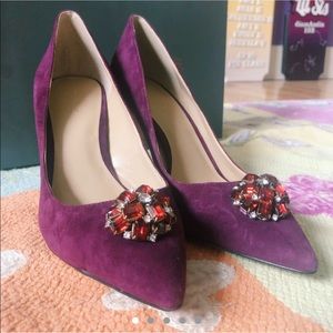 Ann Taylor Aisling Suede Gemstone Pump Heels